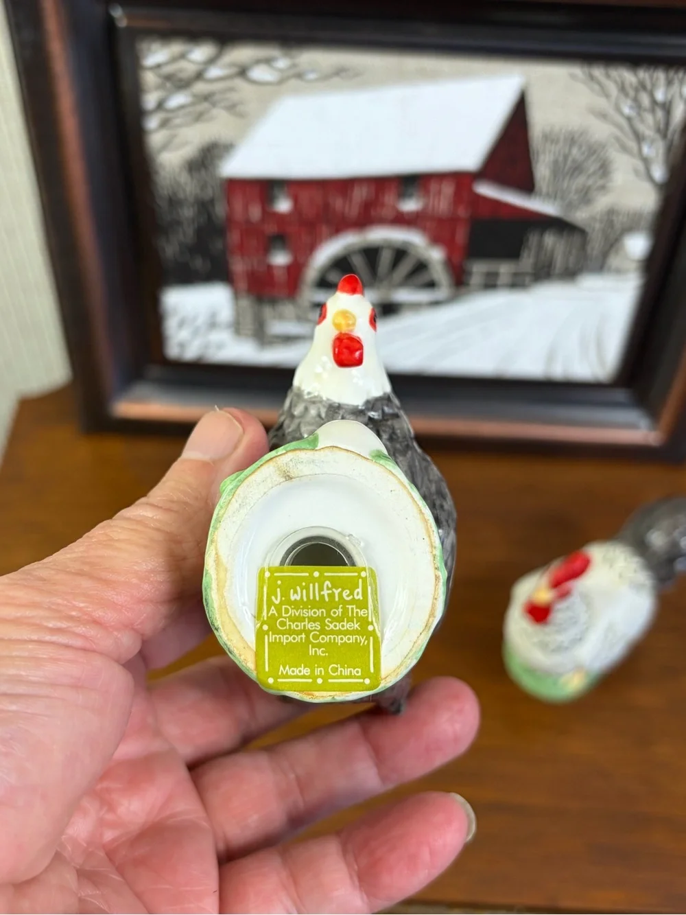 1980's J. Willfred By Sadek Farmhouse Rooster And Hen Salt & Pepper Hand Painted